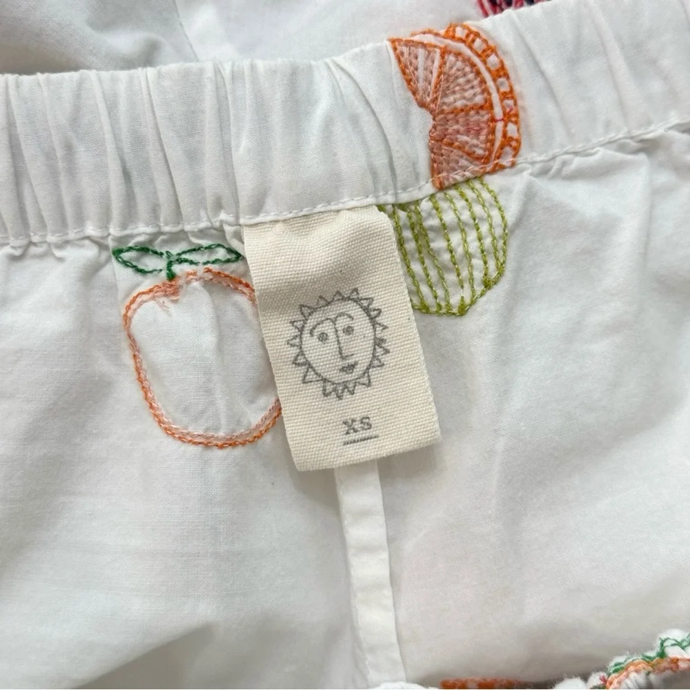 Printfresh Anthropologie Embroidered Fruit Pajama Shorts XS‎ Lounge Cozy